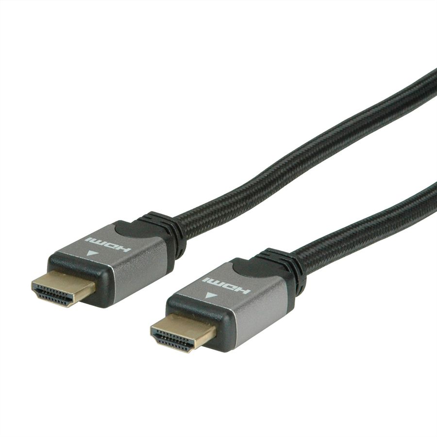 ROLINE HDMI HighSpeed kabel met Ethernet, M/M, zwart / zilver, 10 m