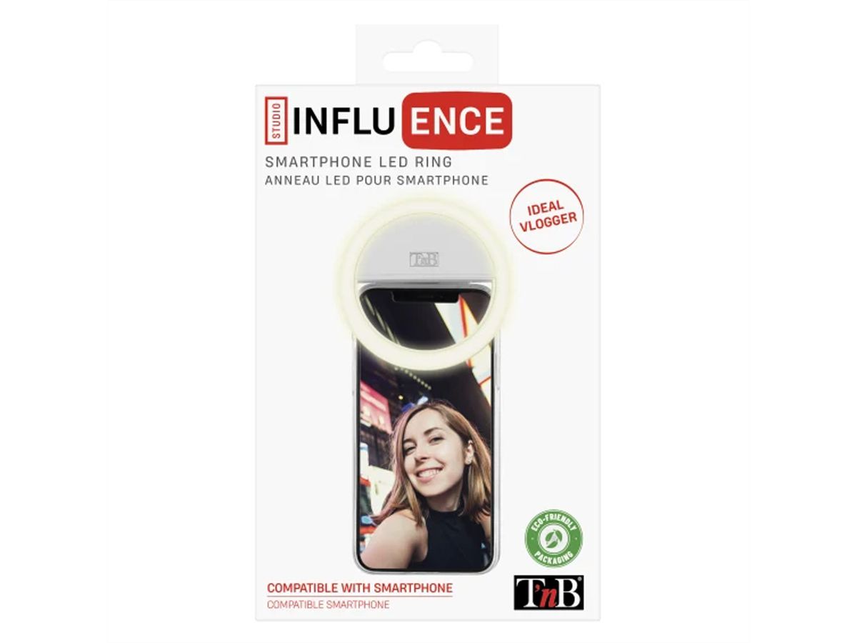 T'nB Influence LED Ring Clip für Smartphone, 6500K,125 mAh Akku