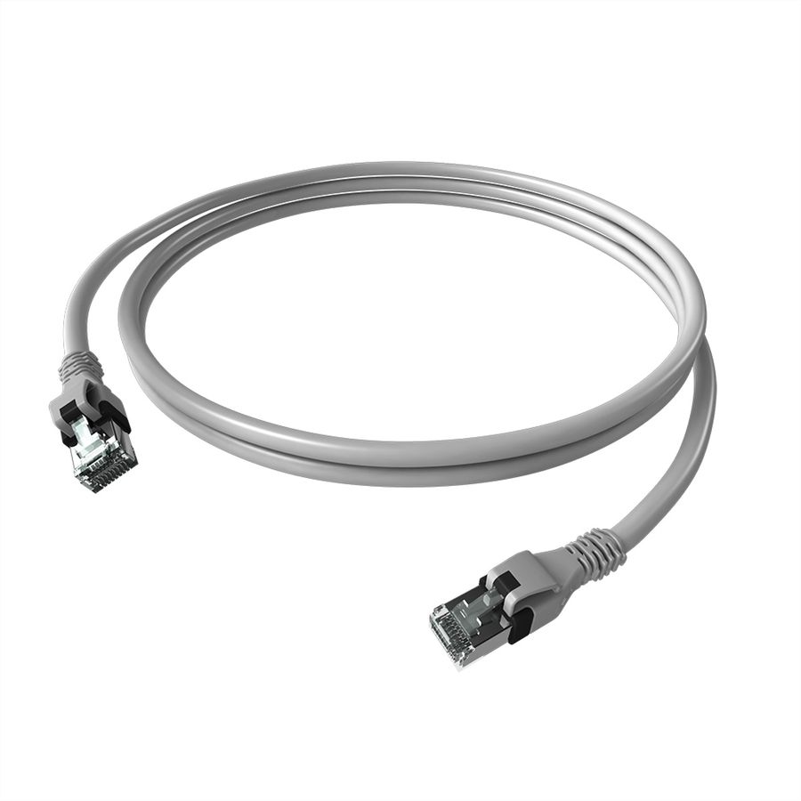 EasyLan DualBoot PushPull IP20 patchkabel, Cat.6A (Klasse EA), S/FTP, grijs, 0,5 m