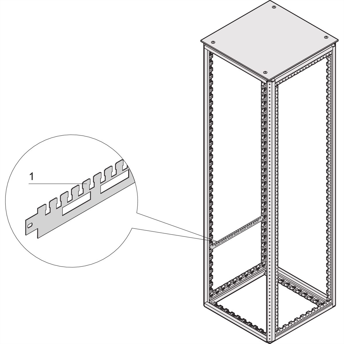 SCHROFF Varistar Cable Support Rail for Cabinet Depth, RAL 7021, 600D