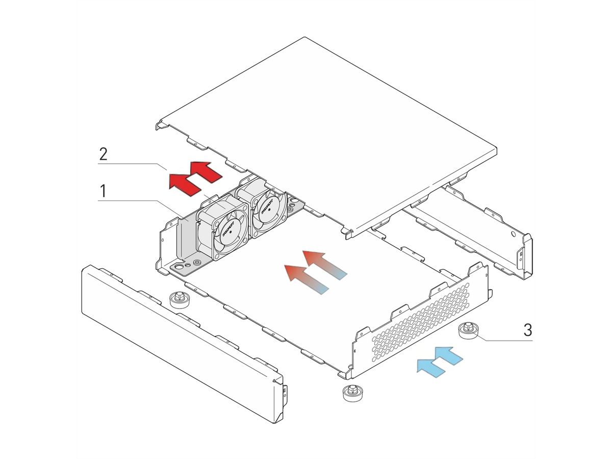 SCHROFF Interscale ventilatorhouder met ventilatoren, 2 U, 399W, 310D, 2 ventilatoren (80 x 80 x 25)