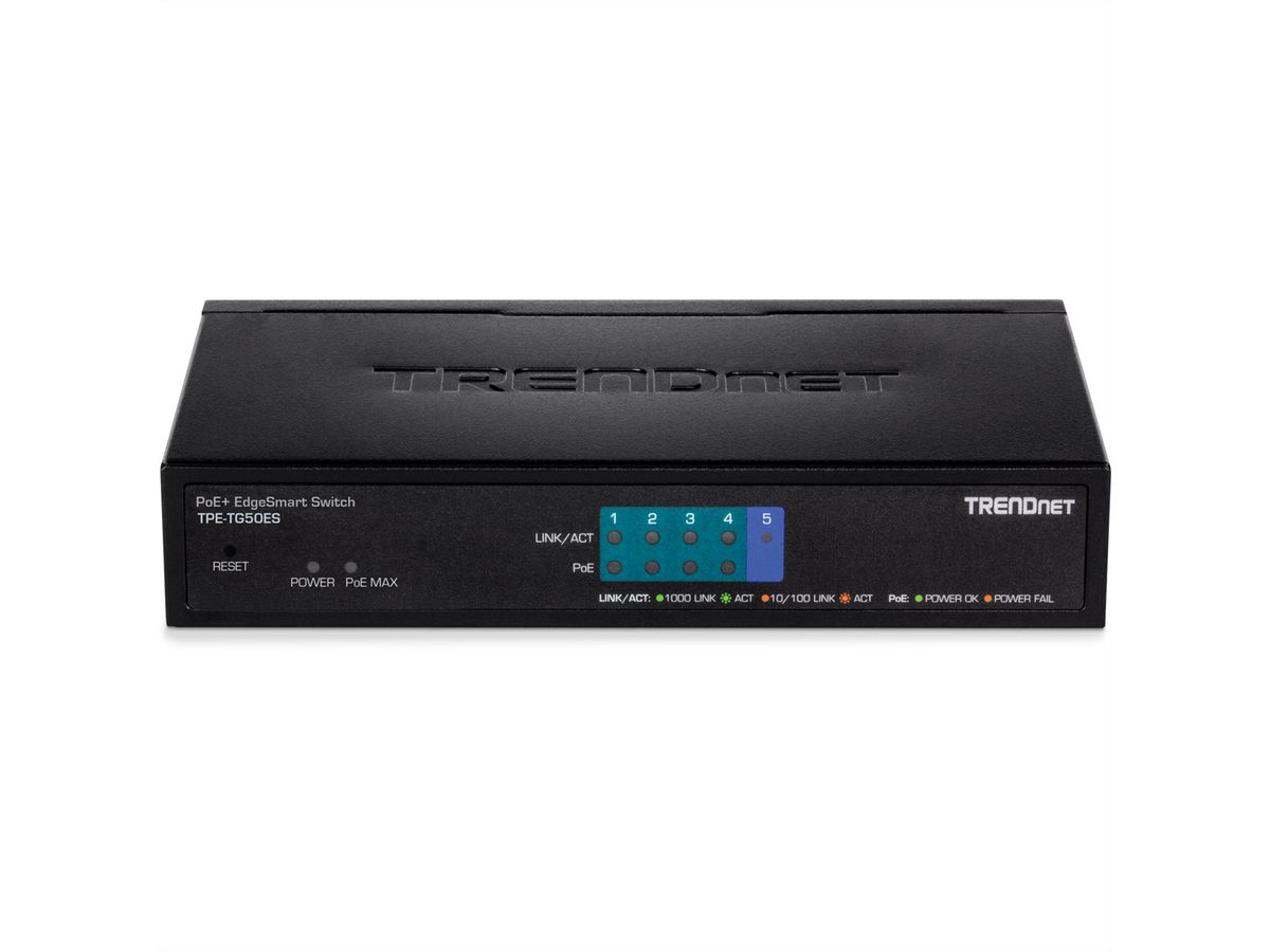 TRENDnet TPE-TG50ES PoE+ Switch (31W) 5-poorts Gigabit EdgeSmart