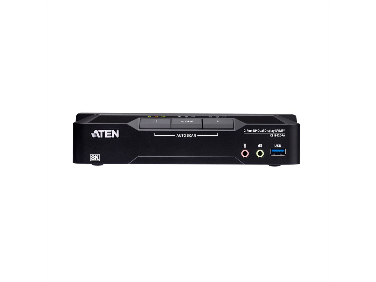 ATEN CS1942DPA 2-Port USB 3.0 8K DP KVM, DUAL View