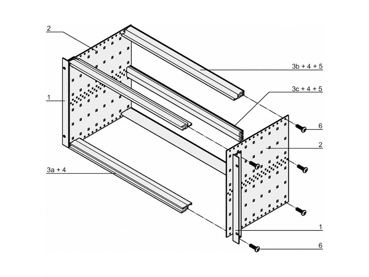 SCHROFF EuropacPRO 19" moduledrager voor backplane, retrofit afscherming, 6 HE, 475 mm