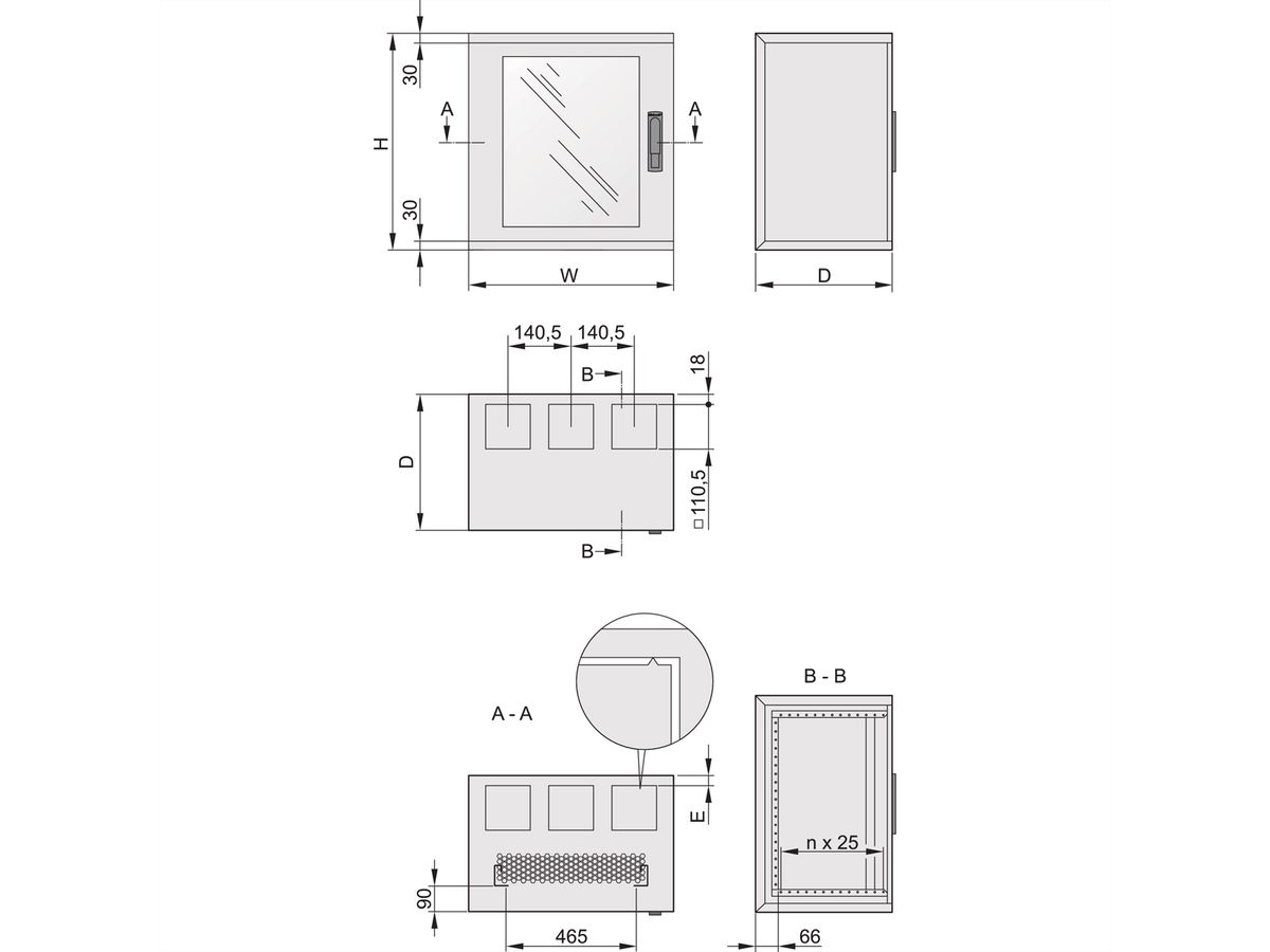 SCHROFF Epcase 19" Wall Mount Cabinet, 16 U, 600 Depths