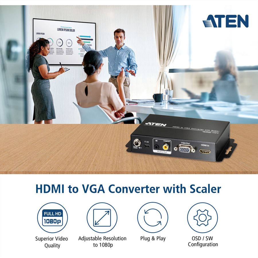 ATEN VC812 HDMI naar VGA converter met schaalfunctie