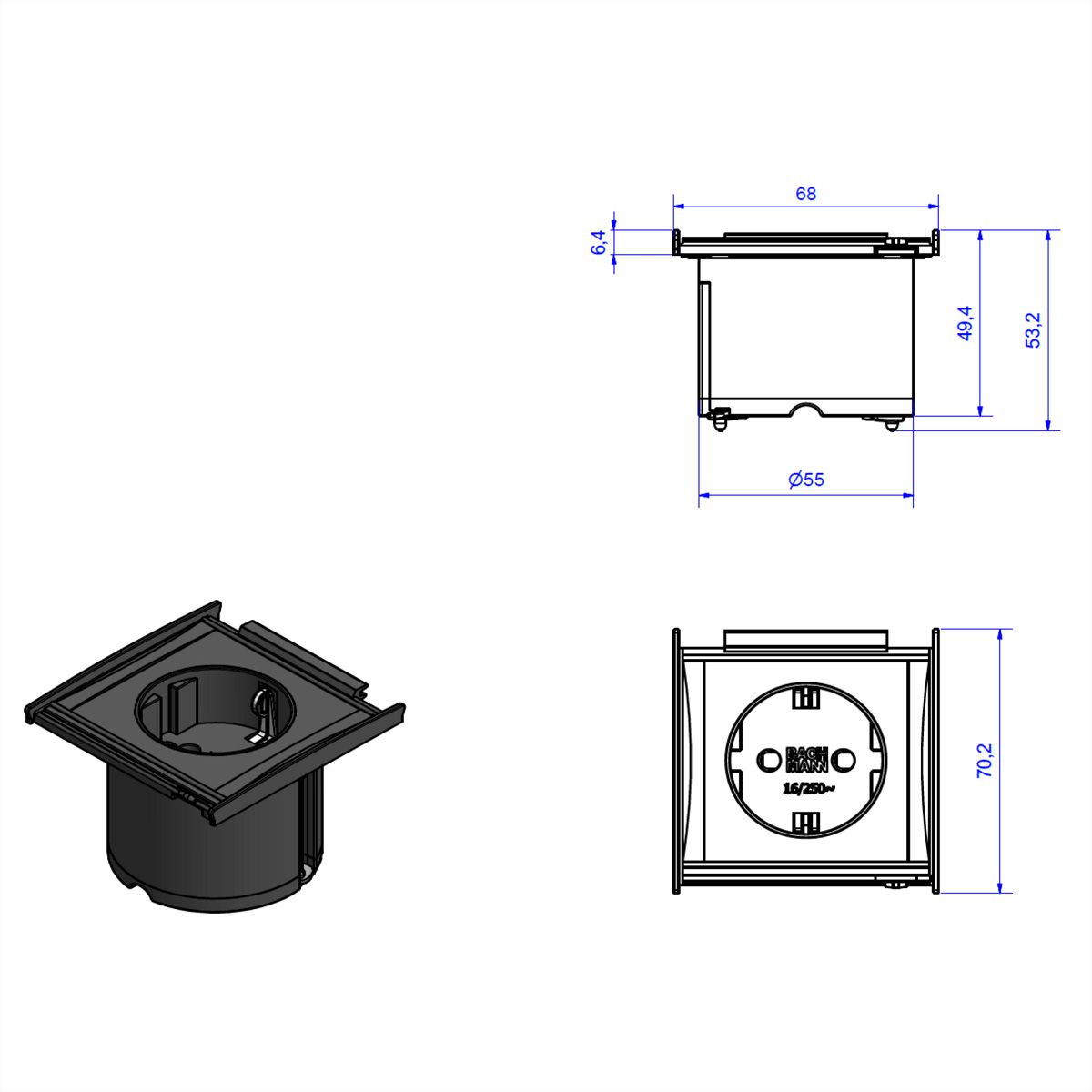 BACHMANN KAPSA XX-Small 1x earthing contact, Mounting plug