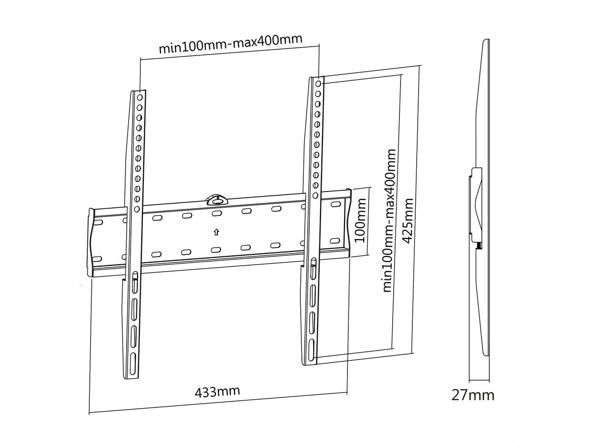 VALUE TV muurbeugel, 27mm muurafstand