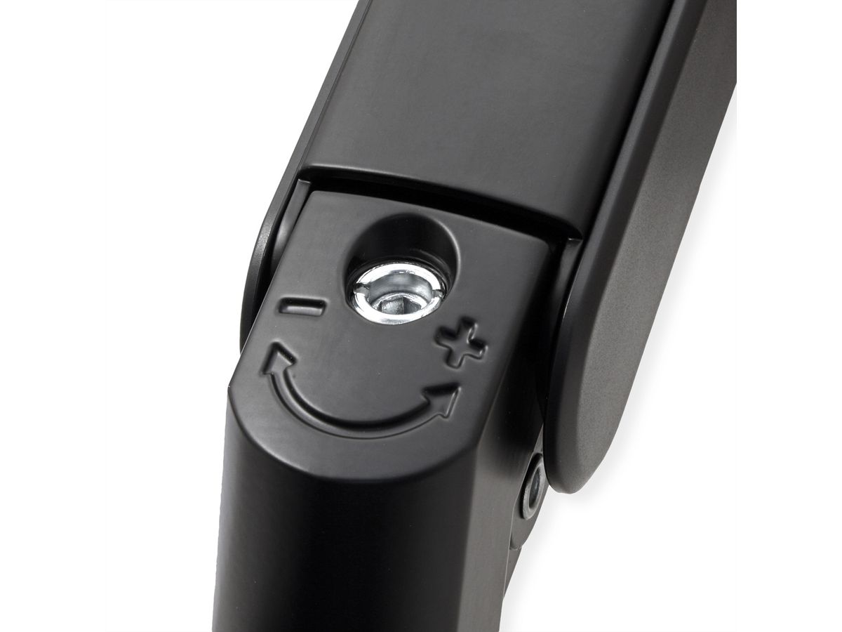 ROLINE LCD-arm voor zware belasting, draagstang, 4 scharnieren, tafelmontage, tot 22/27 kg, zwart