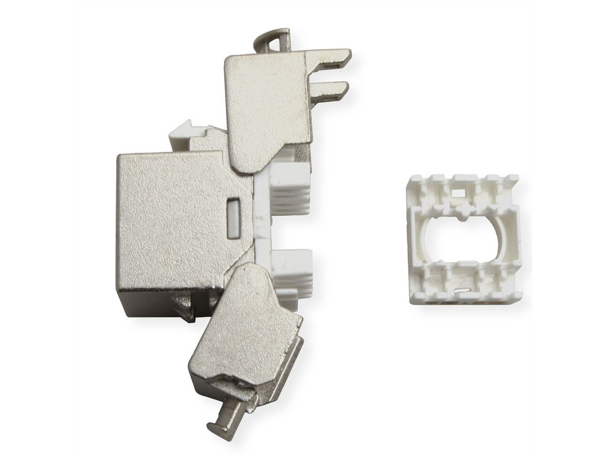 ROLINE Keystone Jack, Cat.6A (Class EA), RJ-45, STP, tool-free, SLIM and SHORT, silver