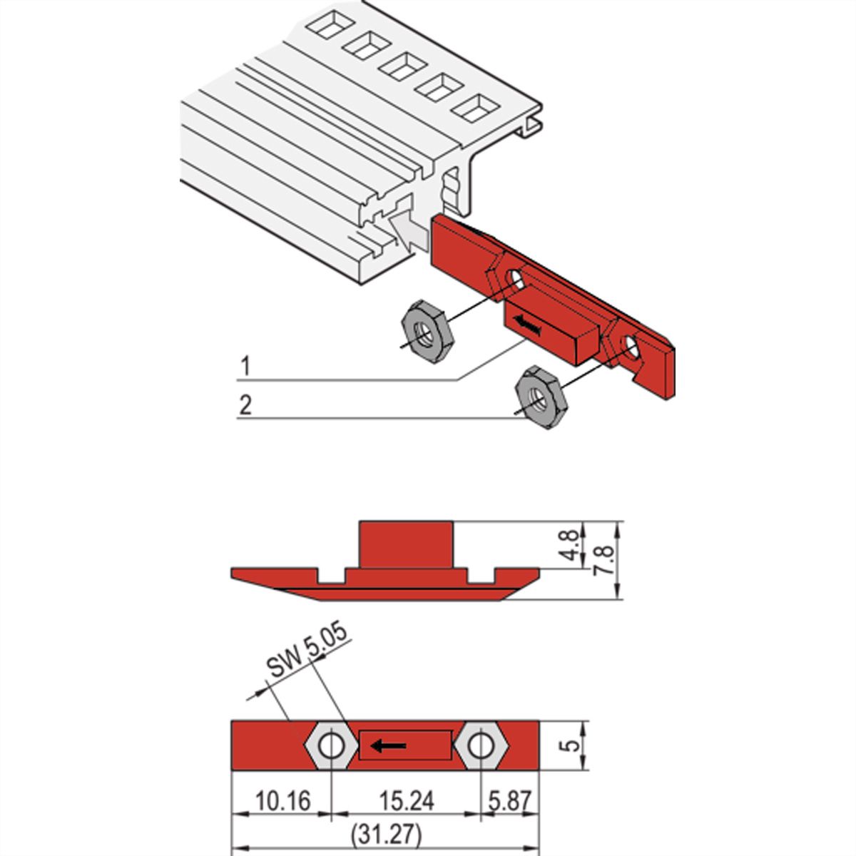 SCHROFF Slide Nut, to Accomodate 2 Nuts, 100 Pieces