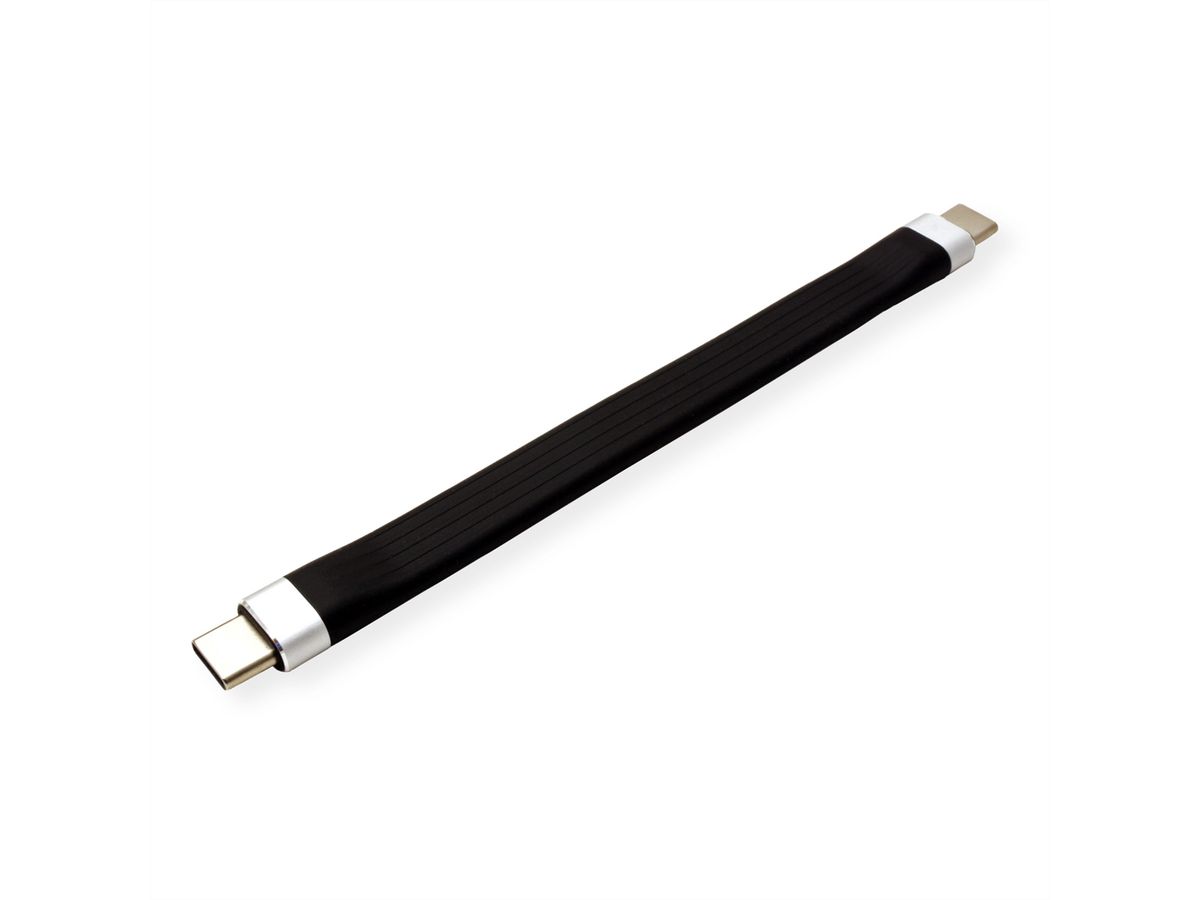 ROLINE USB 3.2 Gen 2 siliconenkabel, met PD (Power Delivery) 20V3A, Emark, C-C, M/M, zwart, 11 cm