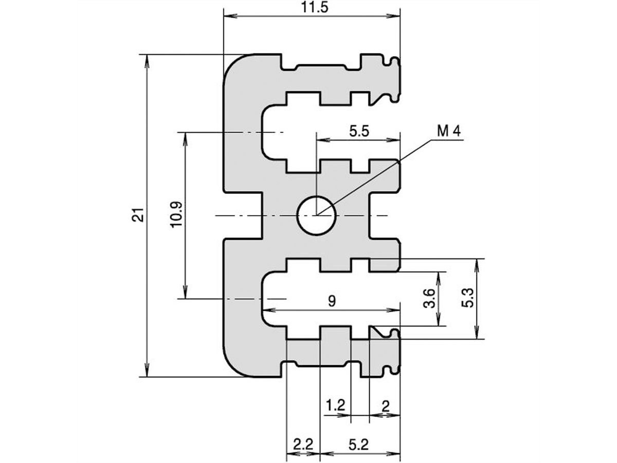 SCHROFF horizontale rail achter in het midden, type VT, 84 pk