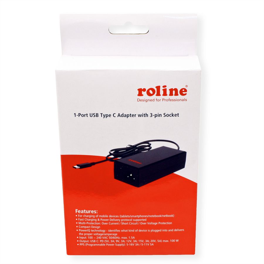 ROLINE USB Lader met C5/C6 connector, 1x USB-C, 100 W
