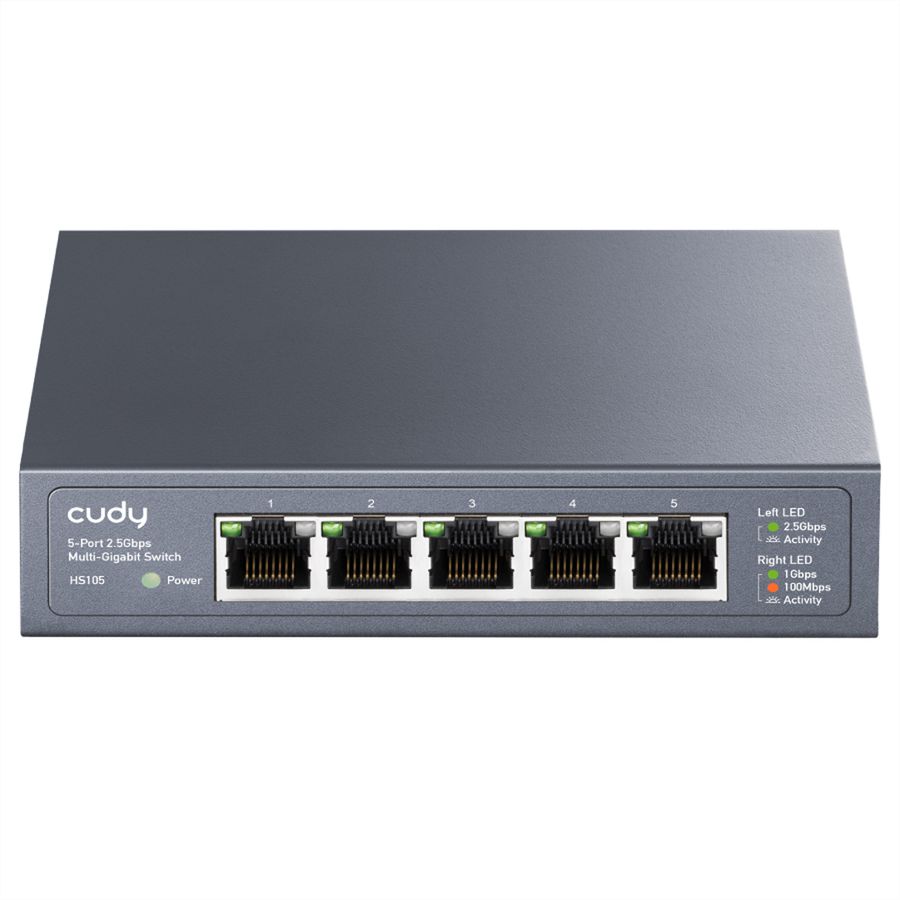 CUDY HS105 5-poorts 2.5G metalen switch