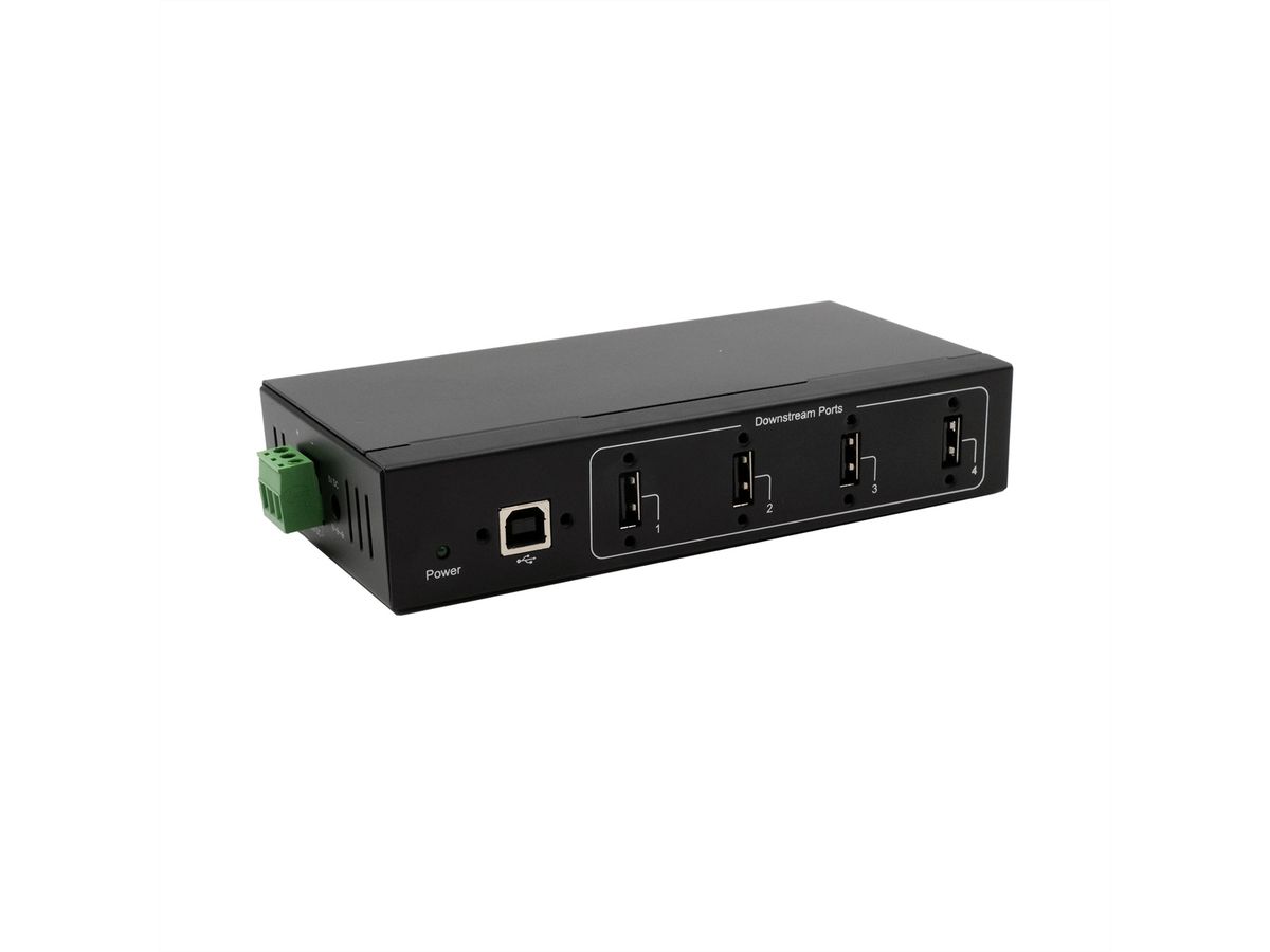 EXSYS EX-11214HMVS 4 Port USB 2.0 Metall HUB mit Netzteil 5V/2A Genesys Chipset