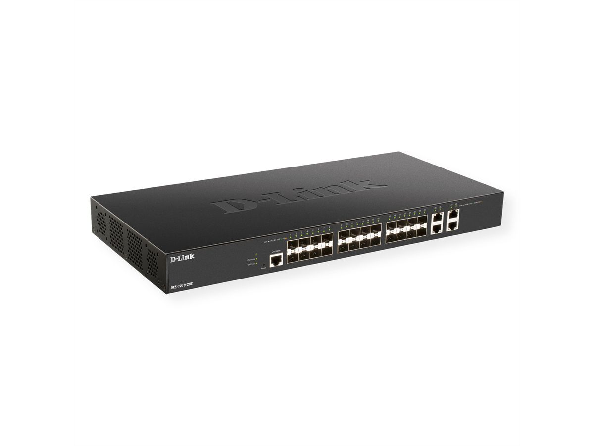 D-Link DXS-1210-28S Smart Managed Switch 24x 10G SFP+ + 4 x 10G Base-T-poorten