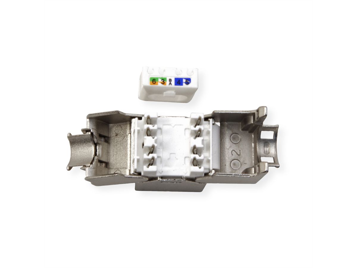 ROLINE Keystone Jack, Cat.6A (Class EA), RJ-45, STP, tool-free, SLIM and SHORT, silver