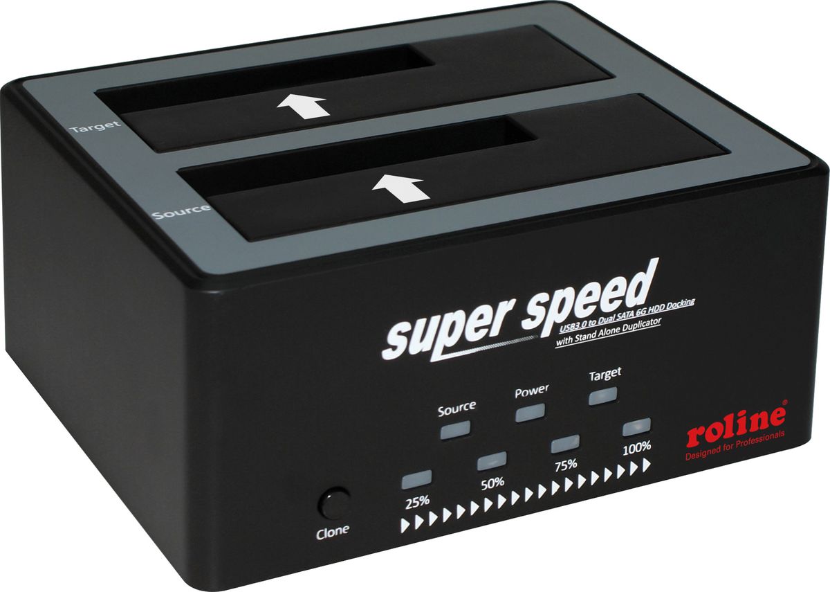 ROLINE 2.5" / 3.5" SATA HDD/SSD Docking Station, USB 3.2 Gen 1, HDD Clone-Function