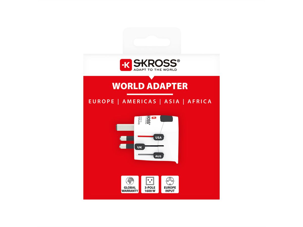 Skross PRO Pro Light White Retail Reiseadapter, Weltweit