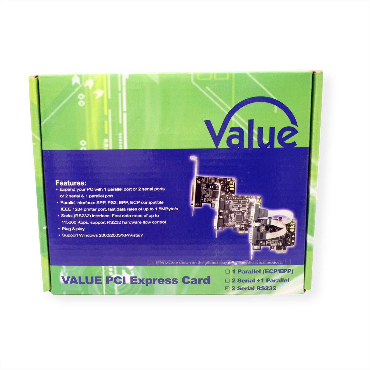 VALUE PCI-Express Kaart, Serieel RS232, D-Sub 9, 2 Poorts