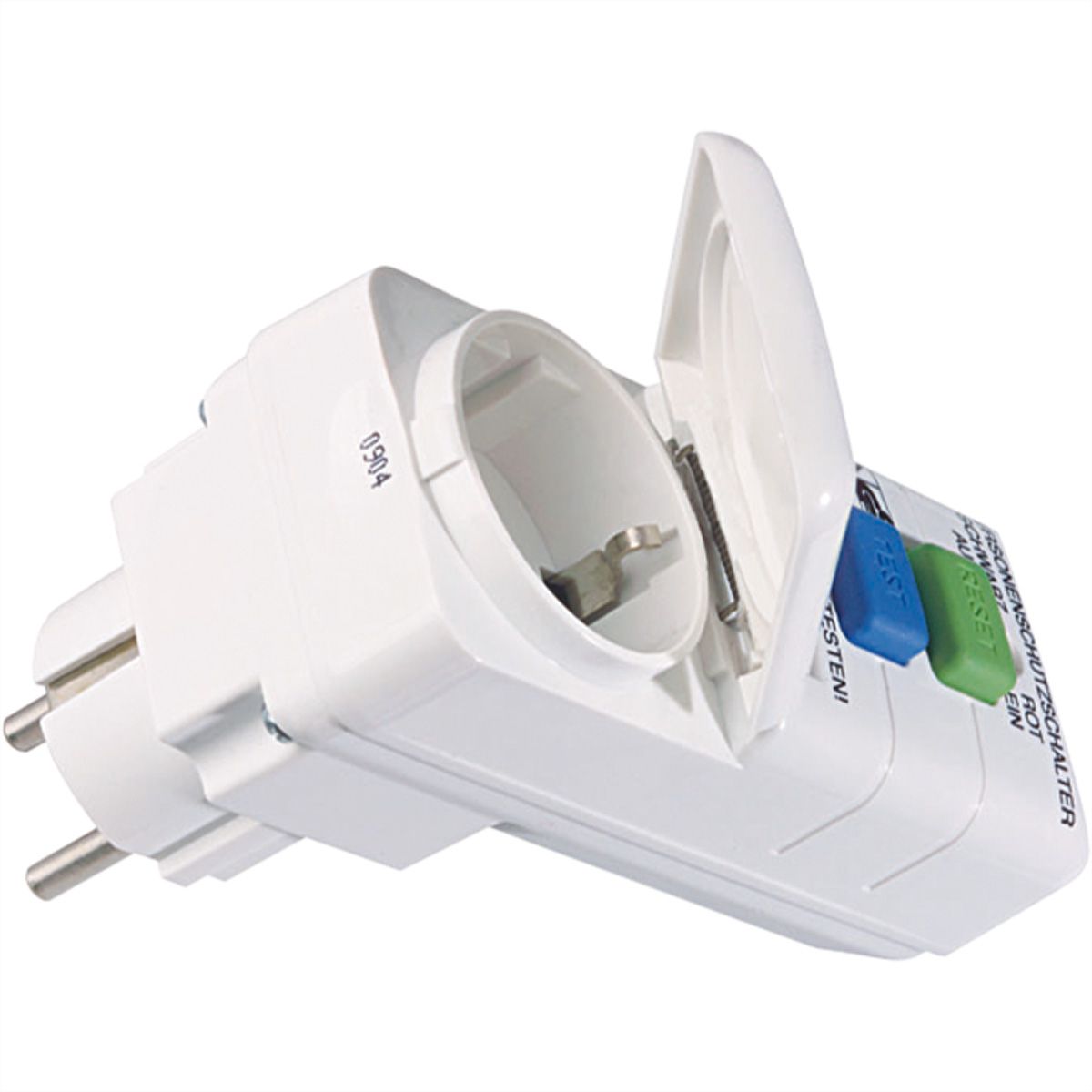 BACHMANN earth leakage protection adapter white, Hinged cover - IP44 < 30mA tripping current