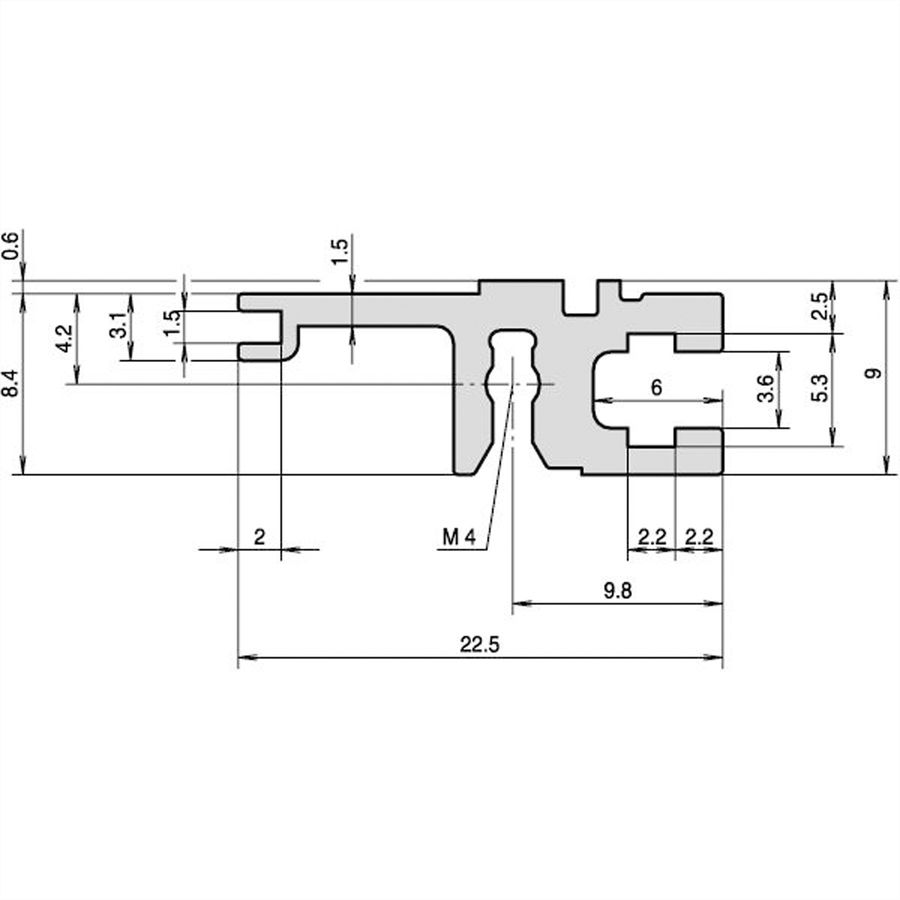 SCHROFF horizontale rail, achteraan, type L-ST, licht, standaard, 42 pk