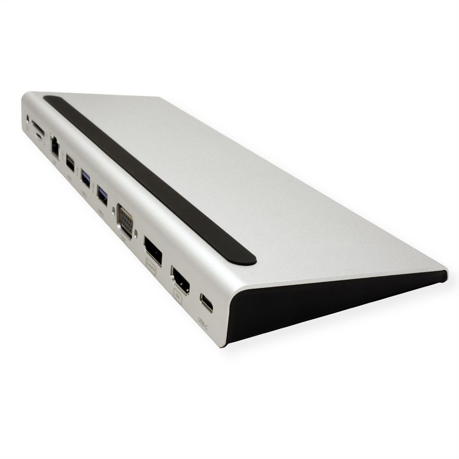 VALUE USB-C Multiport Docking Station, 4K HDMI/DP, VGA, USB, Kaartlezer, PD, LAN, Audio