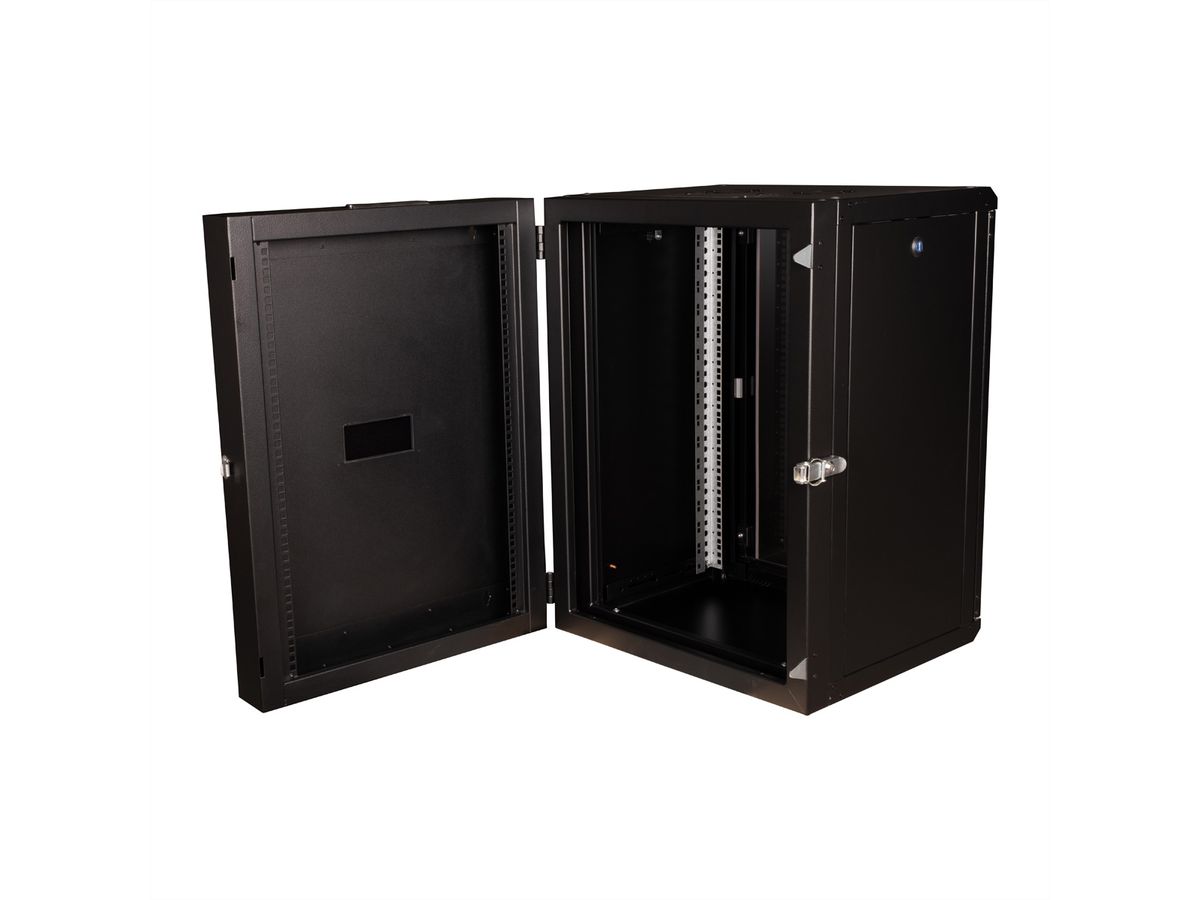 ROLINE 19-inch wandbehuizing Pro 16 U, 600x600 BxD tweedelig draaibaar zwart