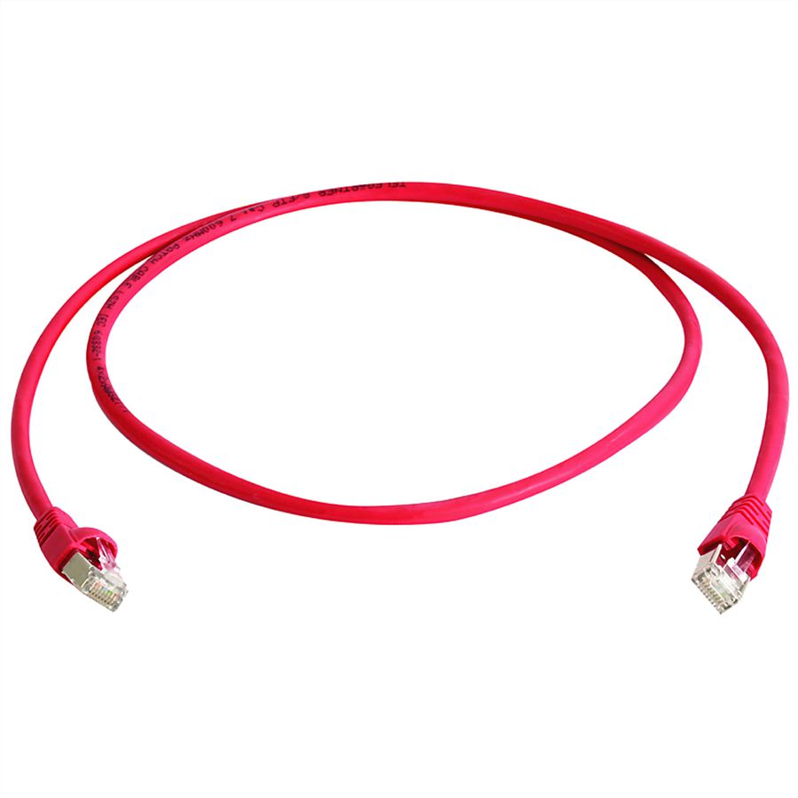 TELEGÄRTNER Patchkabel S/FTP Cat.6A 10/100/1000BT, crossover , rood, 2 m