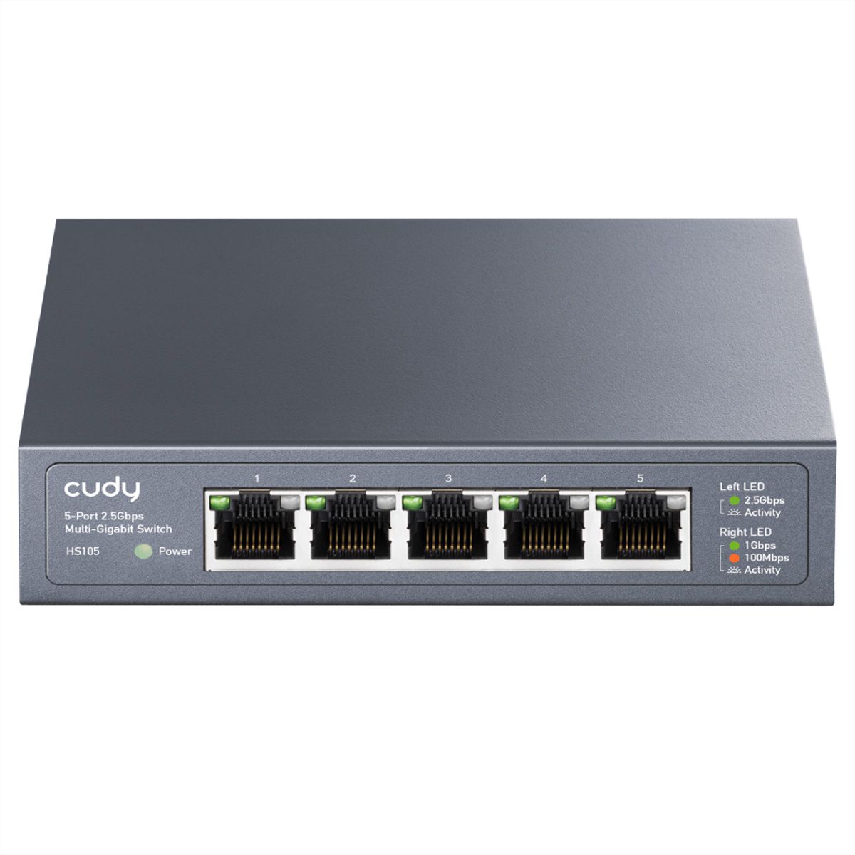 CUDY HS105 5-poorts 2.5G metalen switch