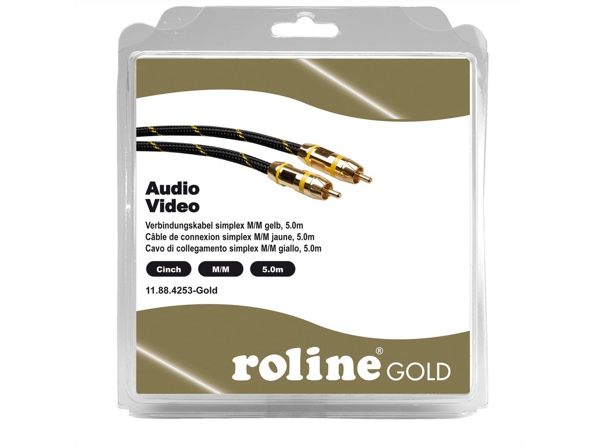 ROLINE GOLD Tulp kabel. simplex M/M, Geel, Retail Blister, 5 m