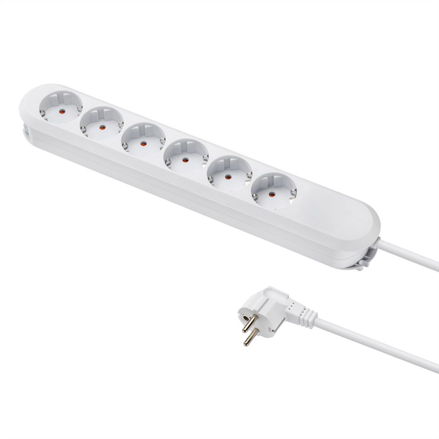 BACHMANN SMART socket strip 6x earthing contact, white, 1.5 m