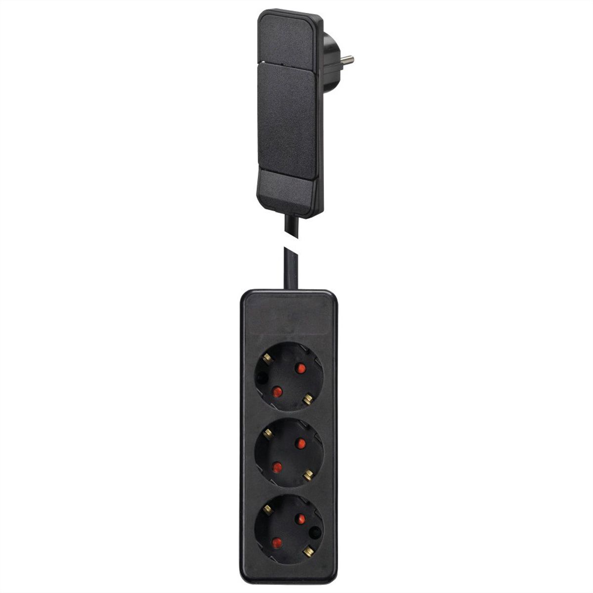 BACHMANN SmartPlug flat plug, with 3x socket strip with earthing contact, black, 1.6 m