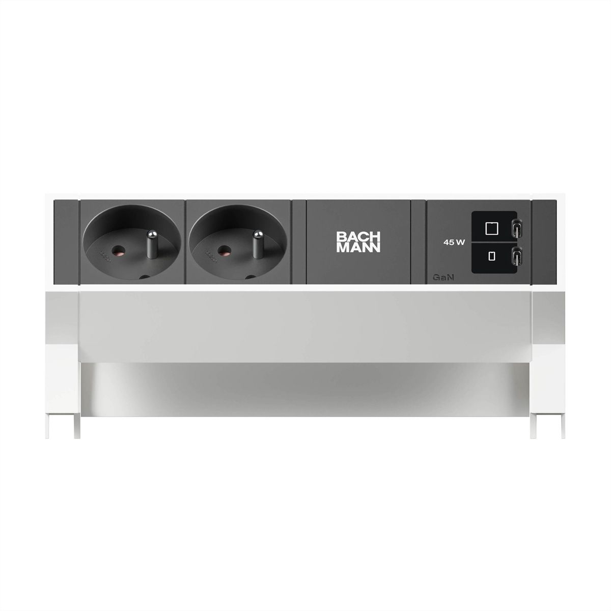 BACHMANN DESK2 2xUTE 1xUSB C/C 45W, L=0,2m RAL9010