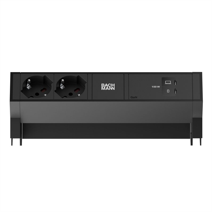 BACHMANN DESK2 2xP40 1xUSB C/C 100W, L=0.2m RAL9005