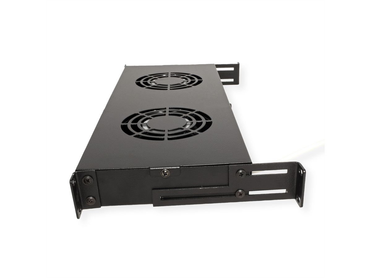 ROLINE 19-inch ventilatorunit 2 ventilatoren, Thermostaat zwart
