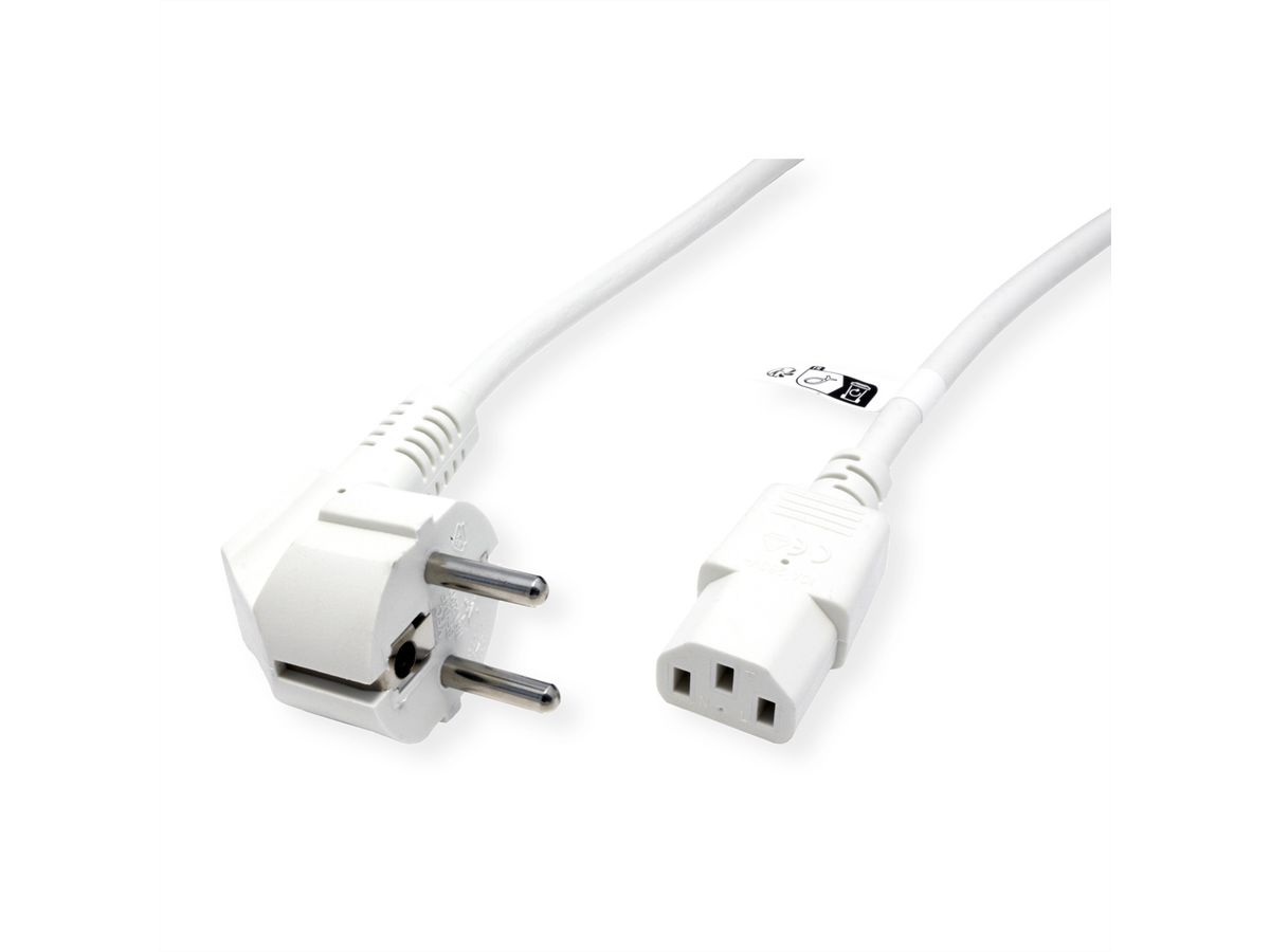 ROLINE GREEN Power Cable, straight IEC Connector, white, 1.8 m