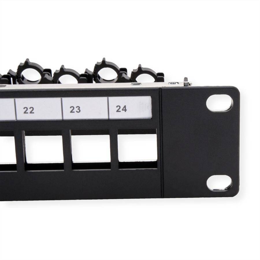 ROLINE 19" keystone module rack, leeg, 24P. afgeschermd , Clip bevestiging, zwart