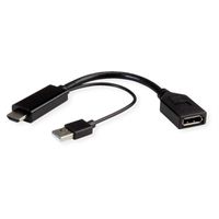 ROLINE 4K HDMI/DisplayPort Adapter, v1.2, HDMI Male - DP Female, Actief