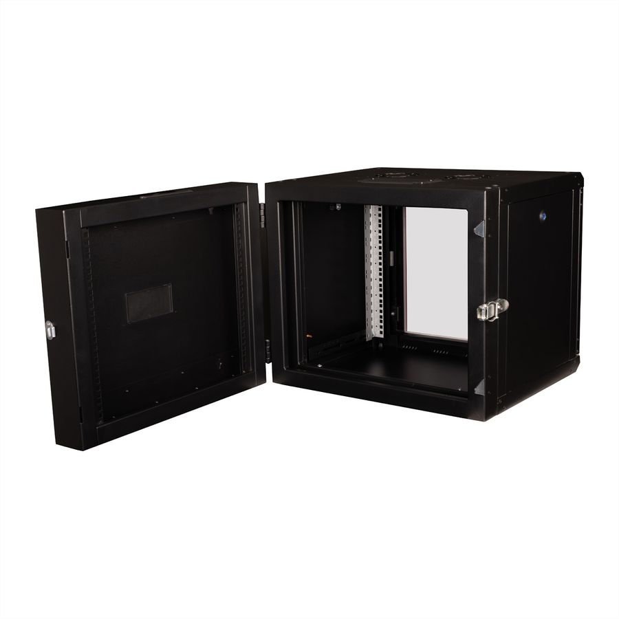 ROLINE 19-inch wall-mounted housing Pro 9 U, 600x600 WxD two-part swivelling black