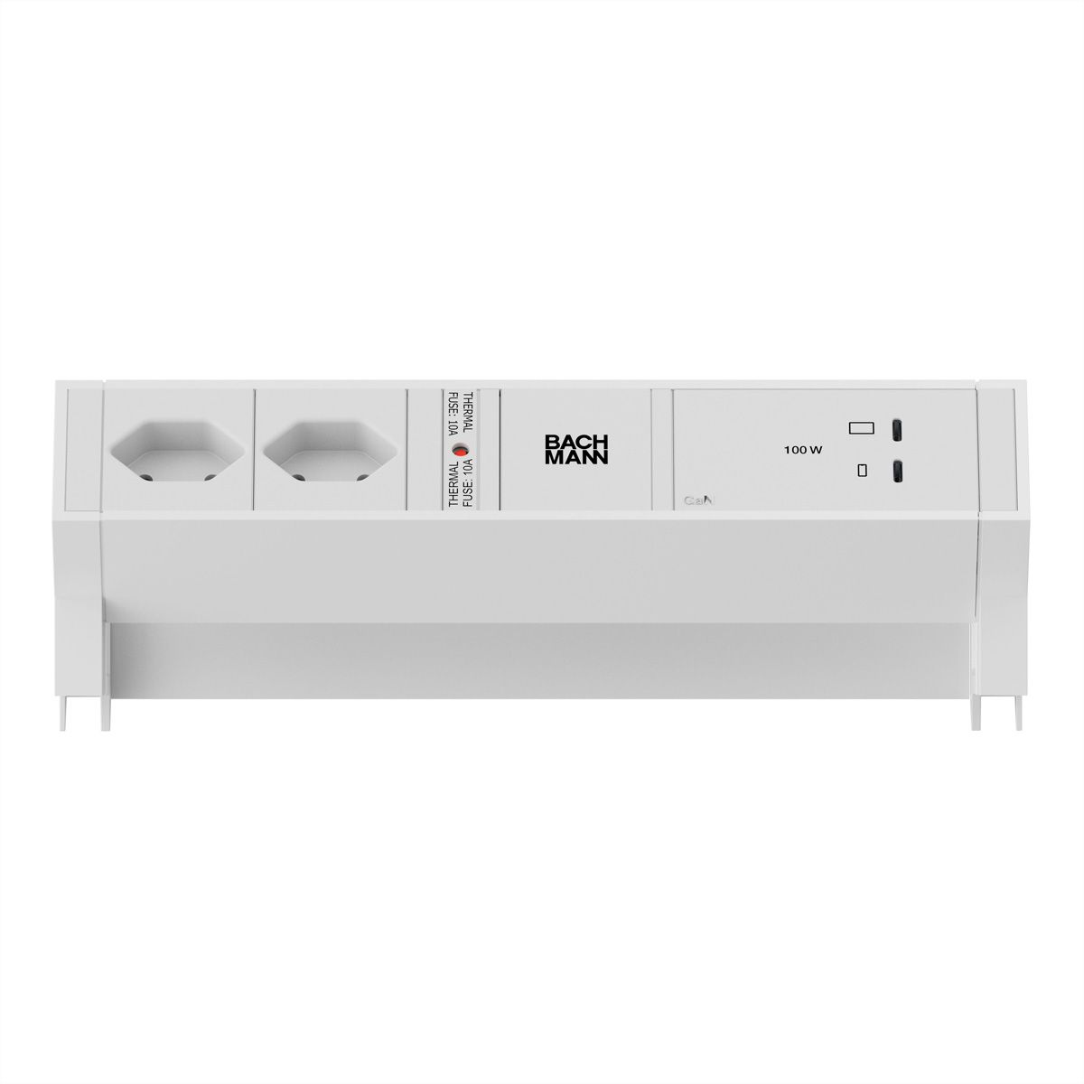 BACHMANN DESK2 white 2xCH 90°, 1x USB C/C 100W L=0.2m RAL9010