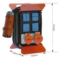 BACHMANN Stroomverdeler 400V CEE 2m, 1x16A 5p400V 1x32A 5p400V 4 geaarde stopcontacten