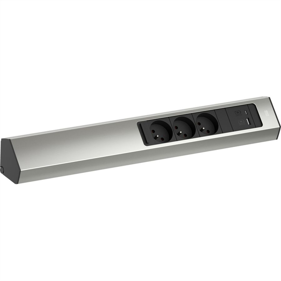 BACHMANN CASIA 2 3xUTE 1xUSB A/C 22W 2.0m AEH stainless steel look