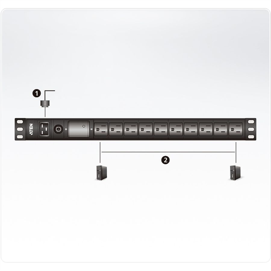 ATEN PE0209SG 1HE 9-Poorts Basic PDU 8x C13 1x C19 16A