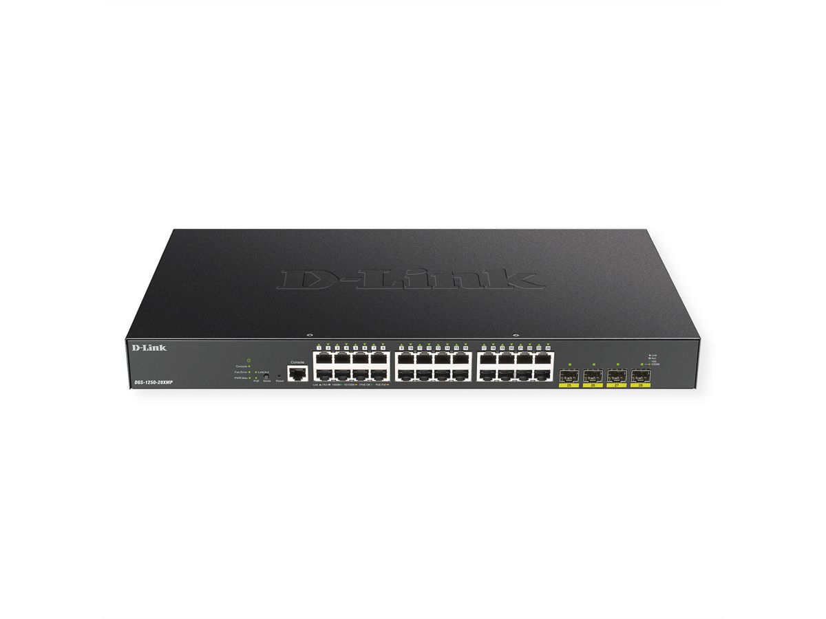 D-Link DGS-1250-28XMP Gigabit Switch PoE 28-Poorts Smart Managed PoE+ 4x 10G