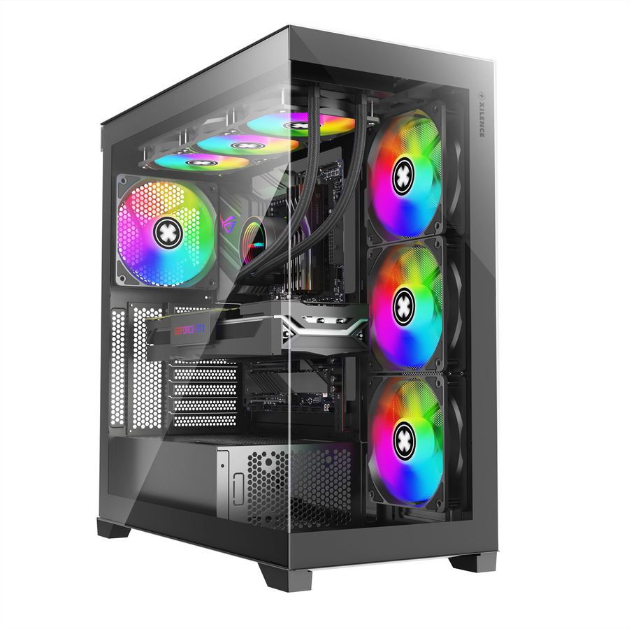 XILENCE Xilent Gleam X818.ARGB Gaming ATX PC-behuizing zwart, RGB ATX Midi Tower