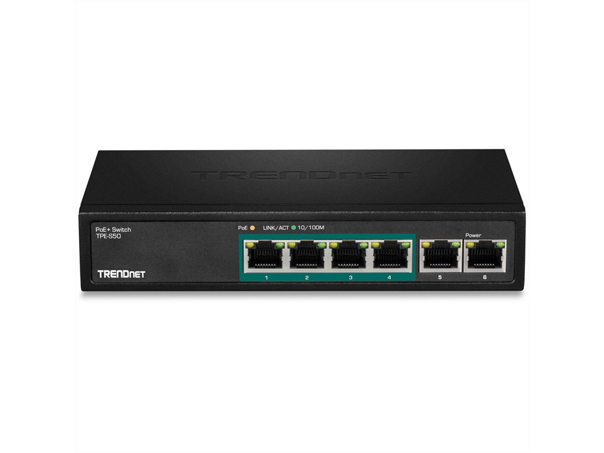 TRENDnet TPE-S50 6-poorts PoE-switch 10/100Mbps 60W