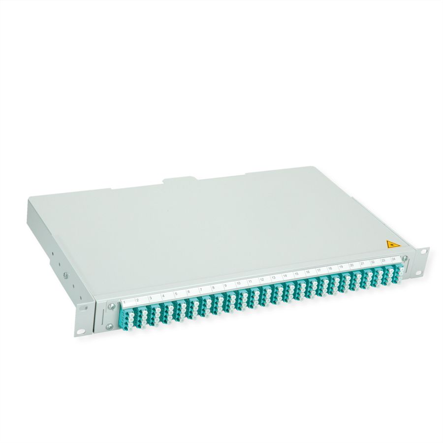 TELEGÄRTNER BASIS V LWL-Panel mit Kupplungen & Pigtails, 24x LC Quad, türkis, OM3