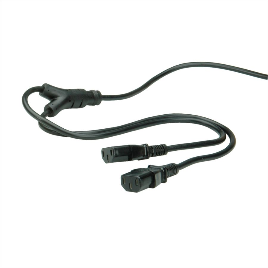 VALUE Y-Power Cable, 2x straight IEC Connector, black, 2 m